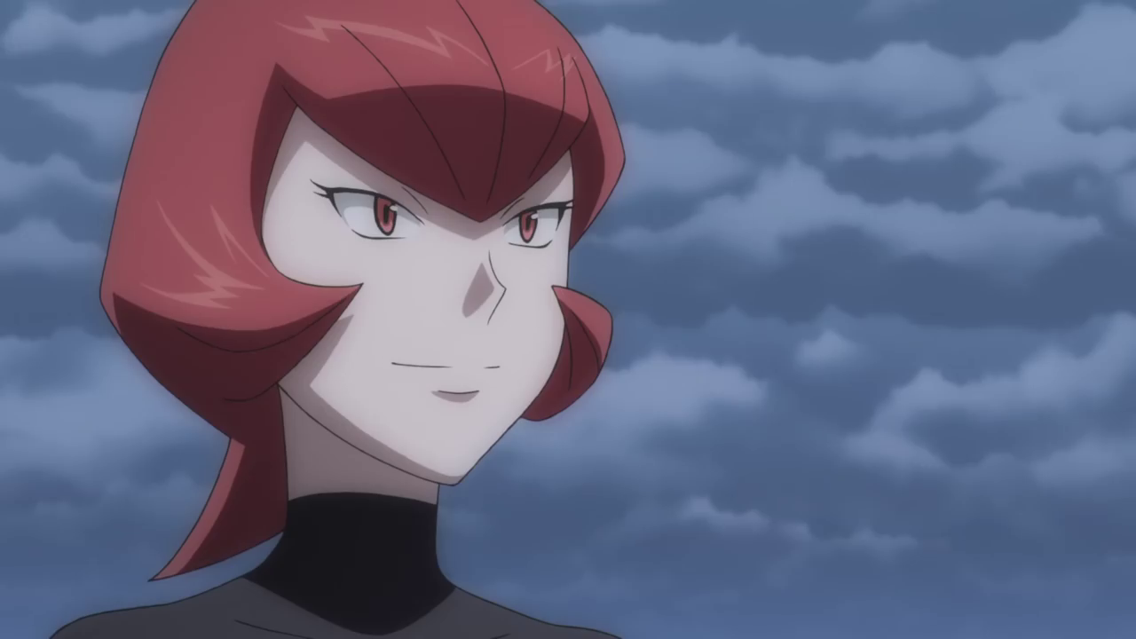 Mars screenshot form the Pokemon Anime, her face is seen from the left front and she smiles, staring in the distance.